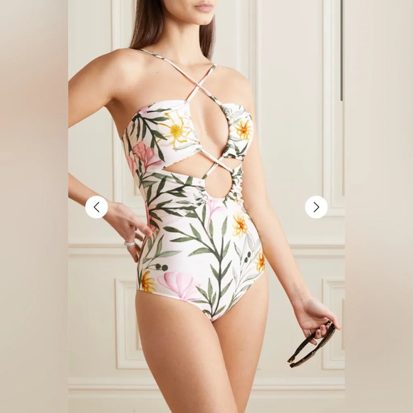 PatBO Other - NWT PatBo Jasmine lace-up cutout floral-print swimsuit Size Small Net-a-Porter
